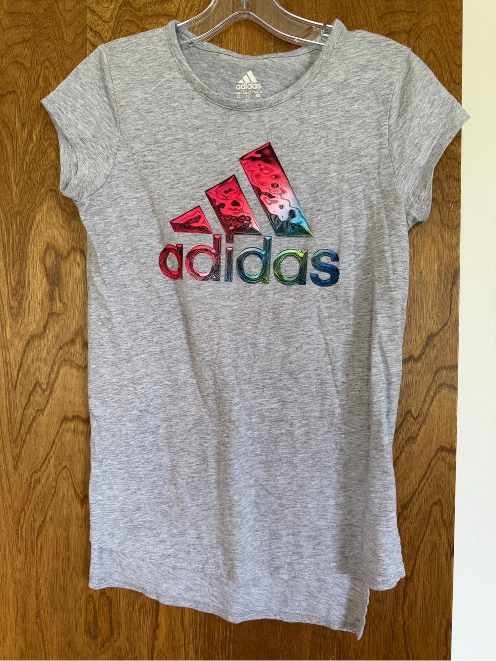 adidas Grey Heather Tee with Multicolor Logo